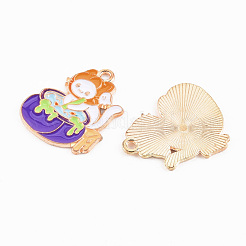 Light Gold Tone Alloy Enamel Pendants&nbsp;X-ENAM-T018-15