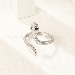 304 Stainless Steel Black Enamel Cuff Rings for Women&nbsp;RJEW-G338-05P