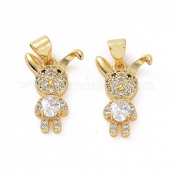 Brass Micro Pave Clear Cubic Zirconia Pendants&nbsp;ZIRC-F135-12G