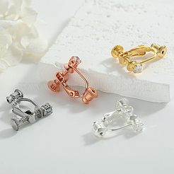 16Pcs 4 Colors Brass with Cubic Zirconia Clip-on Earring Converters Findings&nbsp;KK-SP0002-48