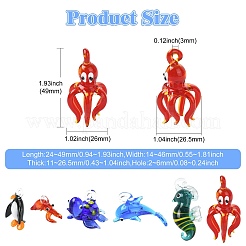 6Pcs 6 Styles Handmade Lampwork Pendants&nbsp;LAMP-CJ0002-69