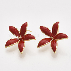 Brass Enamel Stud Earring Findings&nbsp;KK-T038-572C-G-NF