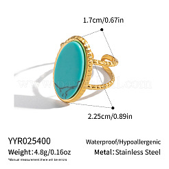 304 Stainless Steel with Synthetic Turquoise Cuff Open Rings&nbsp;ZU0108