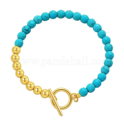 Synthetic Turquoise & Brass Round Beaded Bracelets for Women&nbsp;EH2612