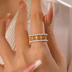 Brass Micro Pave Cubic Zirconia Finger Ring&nbsp;AH5761-2