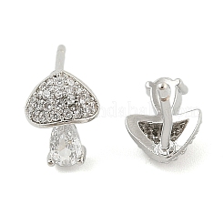 Brass Micro Pave Clear Cubic Zirconia Stud Earrings&nbsp;EJEW-R016-26P-13