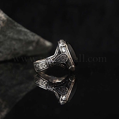 Oval Natural Dyed & Heated Black Agate Finger Rings&nbsp;PW-WG03CB0-02