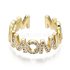 Brass Micro Pave Clear Cubic Zirconia Cuff Rings&nbsp;RJEW-S044-109-NF