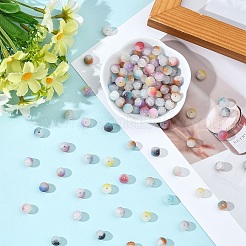 200G Frosted Baking Paint Crackle Glass Beads with Glitter Powder&nbsp;DGLA-YW0001-56A