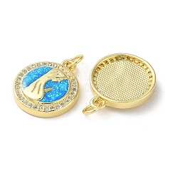 Brass Micro Pave Clear Cubic Zirconia Pendants&nbsp;KK-C045-05G