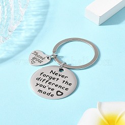 1Pc Teacher's Day Gift 201 Stainless Steel Word Thank You Keychains&nbsp;KEYC-FS0001-08