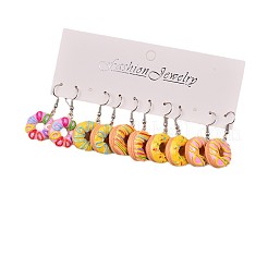 5 Pairs Valentine's Day Resin & Alloy Dangle Earrings&nbsp;WG71B98-03