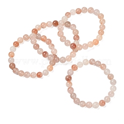 8MM Natural Xinjiang Golden Silk Jade Round Beaded Stretch Bracelets for Women&nbsp;BJEW-G756-01A