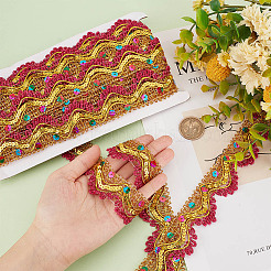 Metallic Polyester Lace Ribbon&nbsp;OCOR-WH0077-66A