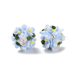 Luminous Polymer Clay Rhinestone Floral Ball Beads&nbsp;CLAY-U002-01C