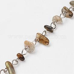 Natural & Synthetic Gemstone Chips Handmade Beaded Chains&nbsp;AJEW-JB00280