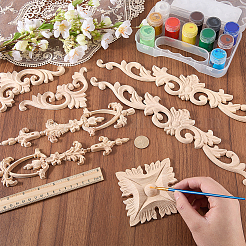 12Pcs 4 Styles Wooden Wall Decorations&nbsp;AJEW-WR0003-89