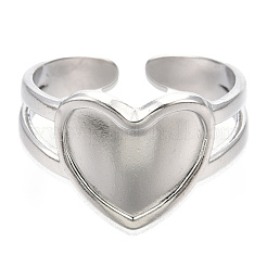 Non-Tarnish 304 Stainless Steel Heart Cuff Rings&nbsp;RJEW-N038-118P
