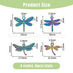 32Pcs 4 Style Alloy & Ion Plating(IP) 201 Stainless Steel Pendants&nbsp;PALLOY-DC0001-07