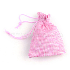 Polyester Imitation Burlap Packing Pouches Drawstring Bags&nbsp;X-ABAG-R005-9x7-19