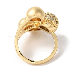 Brass Micro Pave Clear Cubic Zirconia Round Ball Open Cuff Rings for Women&nbsp;LS-RJEW-C098-18G