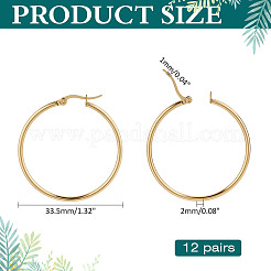 12 Pairs 201 Stainless Steel Hoop Earrings&nbsp;EJEW-ME0001-10