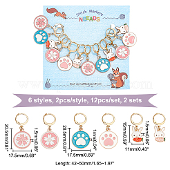 Alloy Enamel Sakura/Paw Print/Rabbit Pendant Locking Stitch Markers&nbsp;HJEW-PH01893