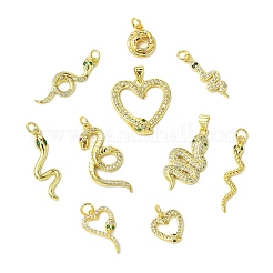 10Pcs 10 Styles Brass Micro Pave Cubic Zirconia Pendants&nbsp;KK-CJ0003-46