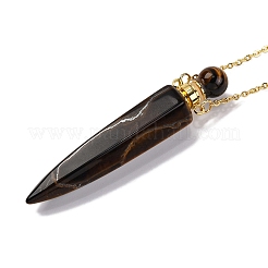 Natural Obsidian Bullet Shaped Perfume Bottle Pendant Necklaces&nbsp;G-B089-02G-05
