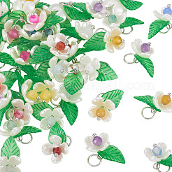40Pcs 8 Styles Natural Mixed Gemstone Flower Charms&nbsp;PALLOY-TA00291