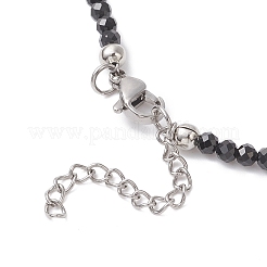 2Pcs 2 Styles Brass Moon Star and Faceted Round Natural Black Spinel Beaded Necklaces for Women&nbsp;NJEW-JN05657