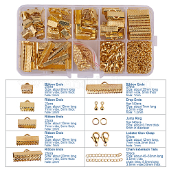 Jewelry Basics Class Kit Gold Lobster Clasp Jump Rings Alloy Drop End Pieces Ribbon Ends Twist Extender Chains Mix 10 Style Lots in In A Box&nbsp;FIND-PH0003-01G