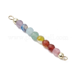 Natural Agate & Carnelian & Green Aventurinee & Aquamarine & Amethyst Faceted Round Beaded Chakra Connector Charms&nbsp;PALLOY-JF03455