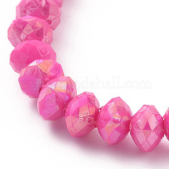 8Pcs 8 Color Opaque Acrylic Faceted Rondelle & Flower Beaded Stretch Bracelets&nbsp;BJEW-JB09100