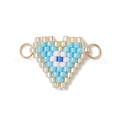 Glass Seed Beaded Evil Eye Heart Links Connector Charms&nbsp;PALLOY-MZ01048