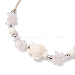 2Pcs Turtle and Starfish Synthetic Turquoise Beads Braided Bead Bracelets for Women&nbsp;BJEW-JB12064-01