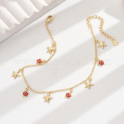 Elegant Brass Enamel Turtle Starfish Beach Anklet for Stylish Women&nbsp;JC1735