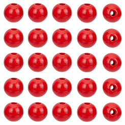 Spray Painted Round Natural Schima Wood Beads&nbsp;WOOD-PA0001-81C-01