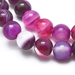 Natural Striped Agate/Banded Agate Beads Strands&nbsp;G-I254-03B-03