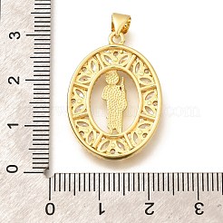 Religion Themed Rack Plating Brass Micro Pave Cubic Zirconia Pendants&nbsp;KK-L226-007G-20