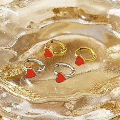 Natural Shell Heart Hoop Earrings&nbsp;AJEW-U002-02G