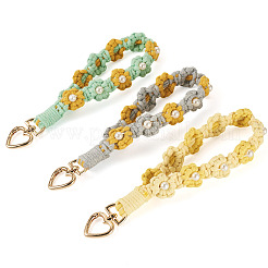 3Pcs Cotton Braided Flower Pendant Decorations&nbsp;AJEW-TA0002-72B
