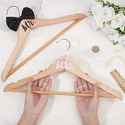 2Pcs 2 Colors Wood Wedding Clothes Hangers&nbsp;AJEW-HY0003-11