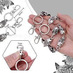 Skull Zinc Alloy Link Chain Belts&nbsp;AJEW-WH0070-24AS