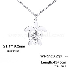 Ocean 304 Stainless Steel Hollow Floral Turtle Pendant Necklaces for Women&nbsp;WG89907-01