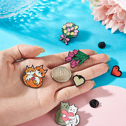 6Pcs 6 Styles Mixed Shapes Enamel Pins&nbsp;JEWB-TA0001-31