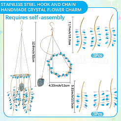1Bag Iron & Glass Hanging Ornaments&nbsp;HJEW-SP0001-65B