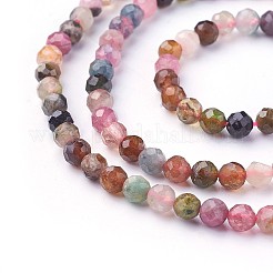 Natural Multicolor Tourmaline Beads Strands&nbsp;X-G-F619-20B-4mm