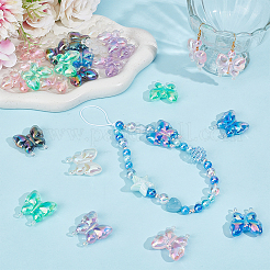28Pcs 7 Colors Luminous UV Plating Rainbow Iridescent Acrylic Beads&nbsp;OACR-SC0001-99