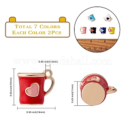 14Pcs 7 Colors Rack Plating Alloy Enamel Charms&nbsp;ENAM-SZ0002-48